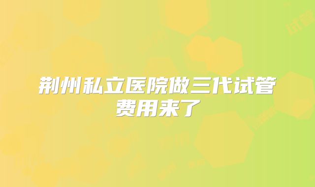 荆州私立医院做三代试管费用来了