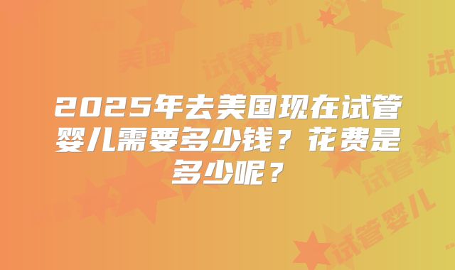 2025年去美国现在试管婴儿需要多少钱？花费是多少呢？
