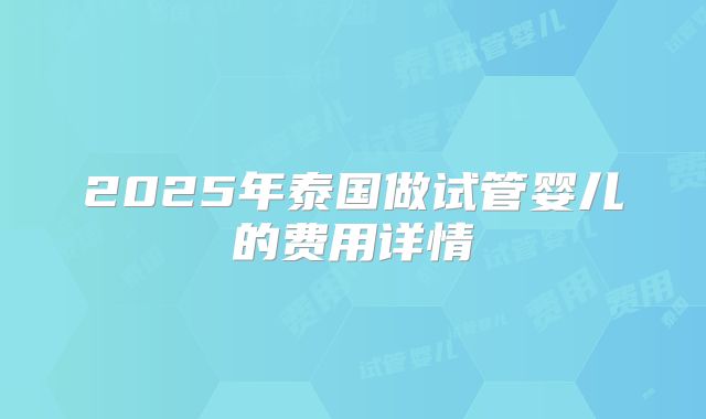 2025年泰国做试管婴儿的费用详情