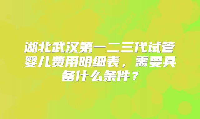 湖北武汉第一二三代试管婴儿费用明细表，需要具备什么条件？
