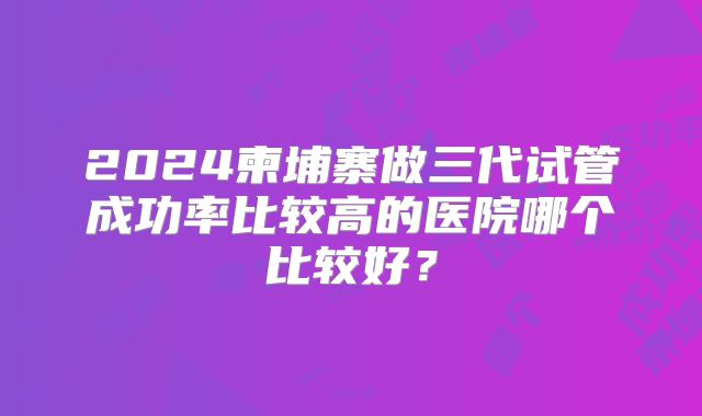 2024柬埔寨做三代试管成功率比较高的医院哪个比较好？