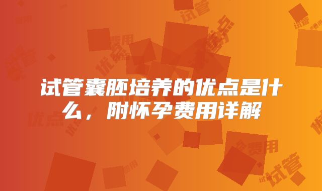 试管囊胚培养的优点是什么,附怀孕费用详解