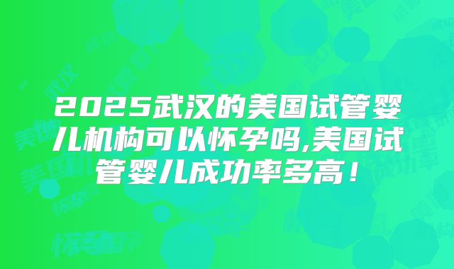 2025武汉的美国试管婴儿机构可以怀孕吗,美国试管婴儿成功率多高!