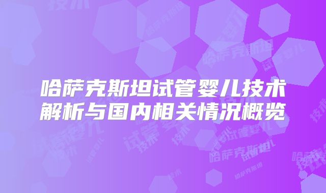 哈萨克斯坦试管婴儿技术解析与国内相关情况概览