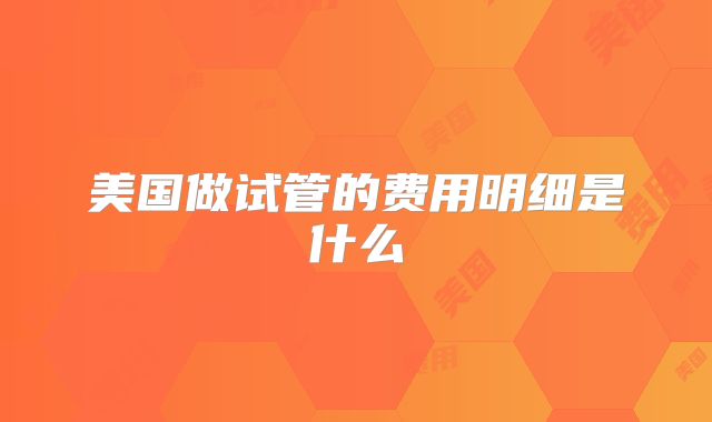 美国做试管的费用明细是什么