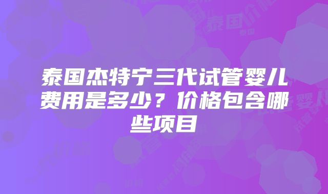 泰国杰特宁三代试管婴儿费用是多少？价格包含哪些项目