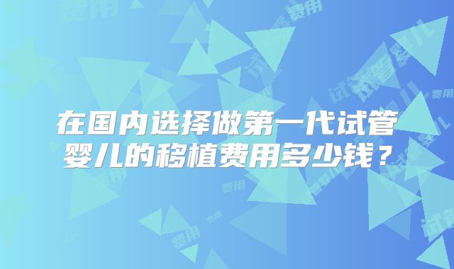 在国内选择做第一代试管婴儿的移植费用多少钱?