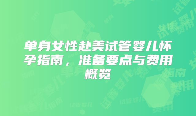 单身女性赴美试管婴儿怀孕指南,准备要点与费用概览