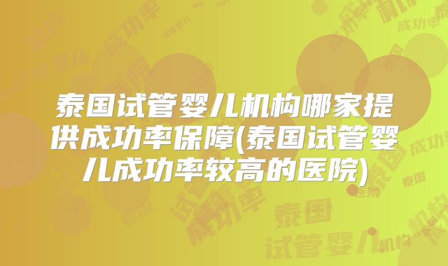 泰国试管婴儿机构哪家提供成功率保障(泰国试管婴儿成功率较高的医院)