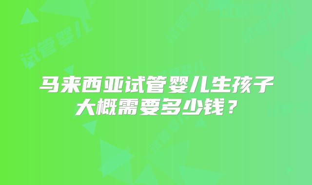 马来西亚试管婴儿生孩子大概需要多少钱？