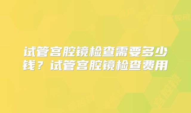 试管宫腔镜检查需要多少钱?试管宫腔镜检查费用