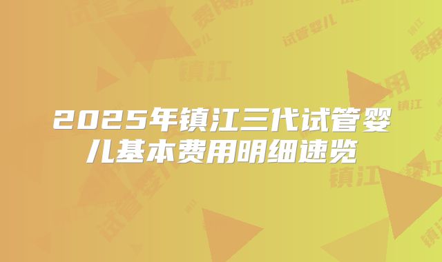 2025年镇江三代试管婴儿基本费用明细速览