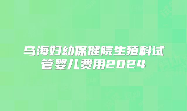 乌海妇幼保健院生殖科试管婴儿费用2024
