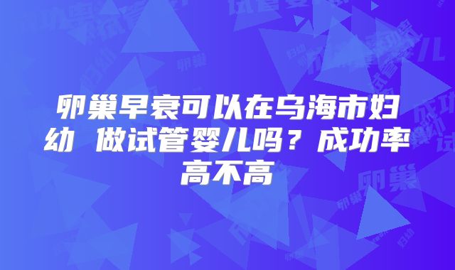 卵巢早衰可以在乌海市妇幼 做试管婴儿吗？成功率高不高