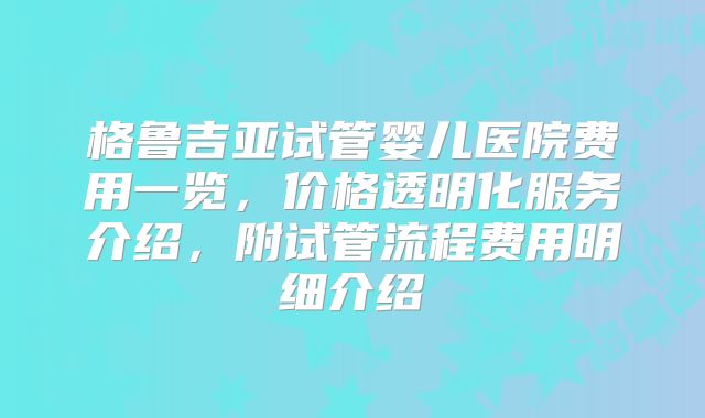 格鲁吉亚试管婴儿医院费用一览，价格透明化服务介绍，附试管流程费用明细介绍