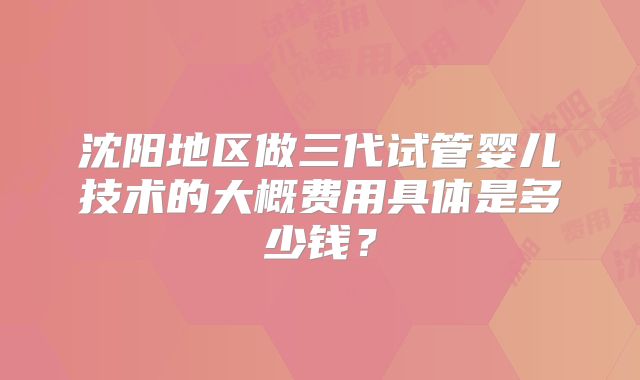 沈阳地区做三代试管婴儿技术的大概费用具体是多少钱？