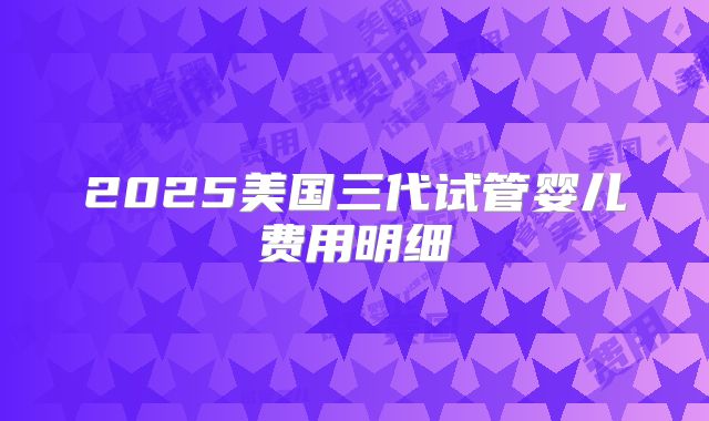 2025美国三代试管婴儿费用明细