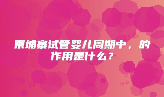 柬埔寨试管婴儿周期中,的作用是什么?
