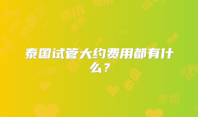 泰国试管大约费用都有什么？