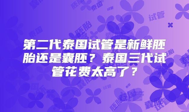 第二代泰国试管是新鲜胚胎还是囊胚？泰国三代试管花费太高了？