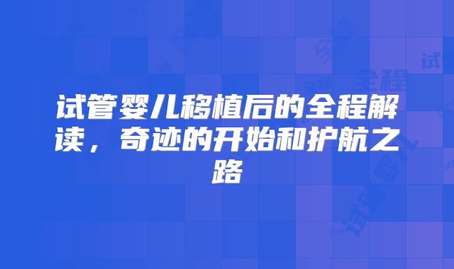 试管婴儿移植后的全程解读,奇迹的开始和护航之路