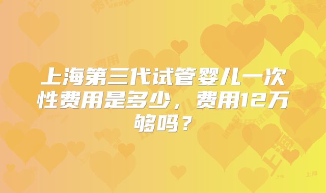 上海第三代试管婴儿一次性费用是多少，费用12万够吗？