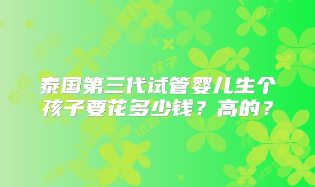 泰国第三代试管婴儿生个孩子要花多少钱？高的？