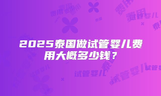 2025泰国做试管婴儿费用大概多少钱？