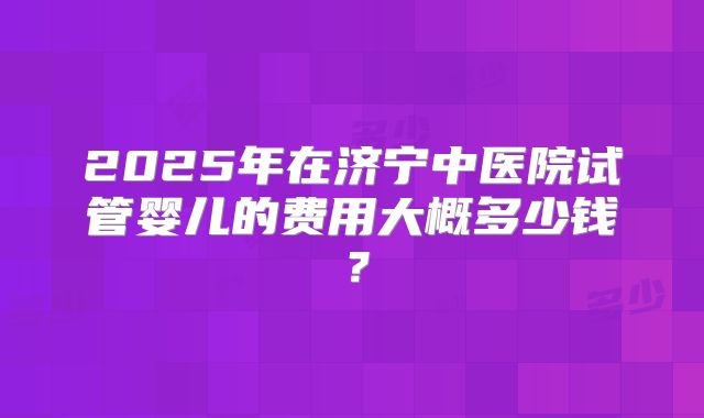 2025年在济宁中医院试管婴儿的费用大概多少钱？