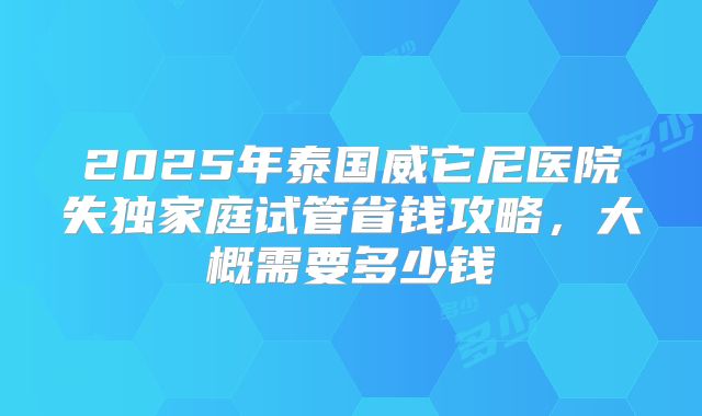 2025年泰国威它尼医院失独家庭试管省钱攻略，大概需要多少钱