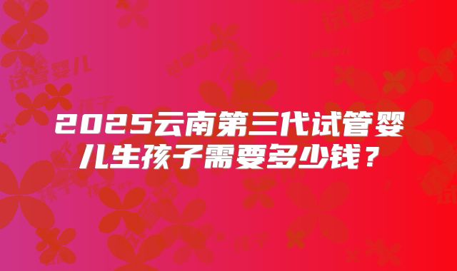 2025云南第三代试管婴儿生孩子需要多少钱？