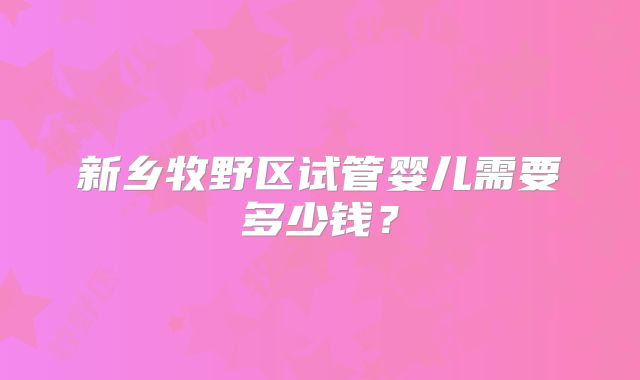 新乡牧野区试管婴儿需要多少钱？