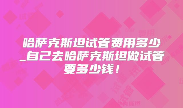 哈萨克斯坦试管费用多少_自己去哈萨克斯坦做试管要多少钱！