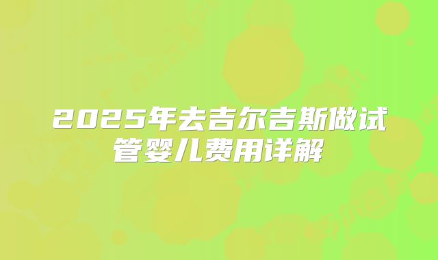 2025年去吉尔吉斯做试管婴儿费用详解