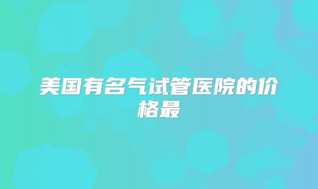 美国有名气试管医院的价格最