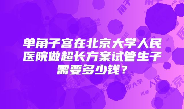 单角子宫在北京大学人民医院做超长方案试管生子需要多少钱?