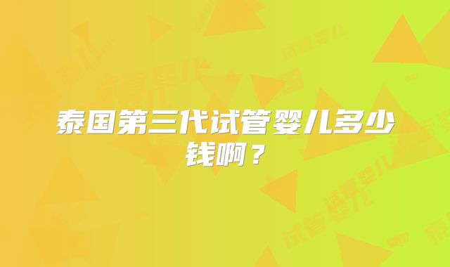 泰国第三代试管婴儿多少钱啊？