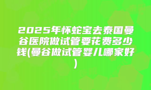 2025年怀蛇宝去泰国曼谷医院做试管要花费多少钱(曼谷做试管婴儿哪家好)