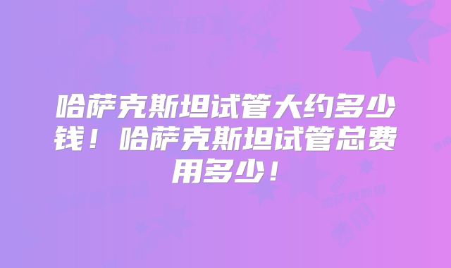哈萨克斯坦试管大约多少钱！哈萨克斯坦试管总费用多少！