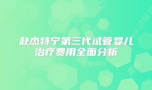 赴杰特宁第三代试管婴儿治疗费用全面分析
