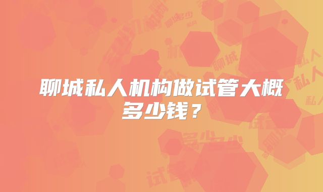 聊城私人机构做试管大概多少钱？