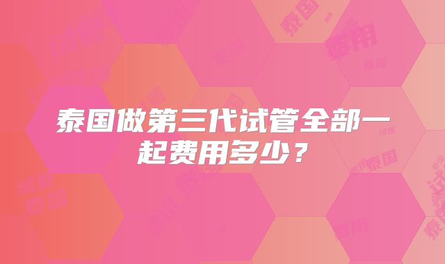 泰国做第三代试管全部一起费用多少?