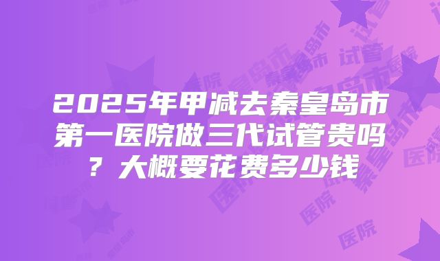 2025年甲减去秦皇岛市第一医院做三代试管贵吗？大概要花费多少钱