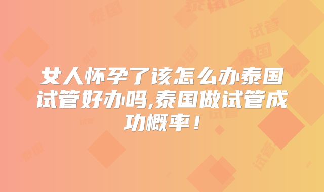 女人怀孕了该怎么办泰国试管好办吗,泰国做试管成功概率！