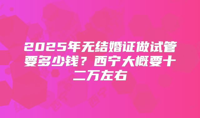 2025年无结婚证做试管要多少钱？西宁大概要十二万左右
