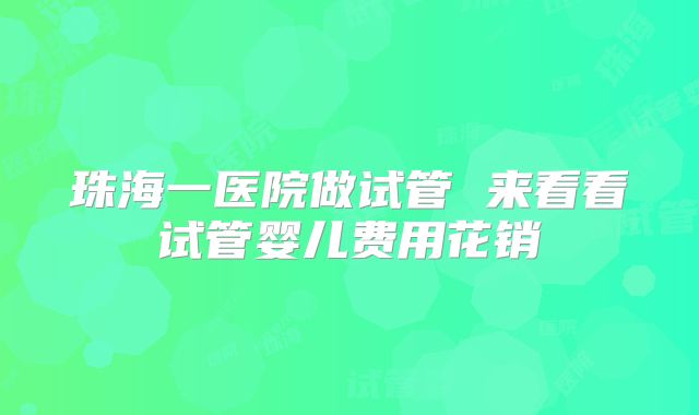 珠海一医院做试管 来看看试管婴儿费用花销