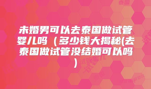 未婚男可以去泰国做试管婴儿吗（多少钱大揭秘(去泰国做试管没结婚可以吗)