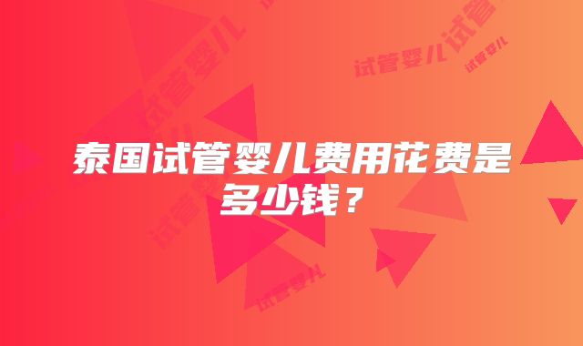 泰国试管婴儿费用花费是多少钱？