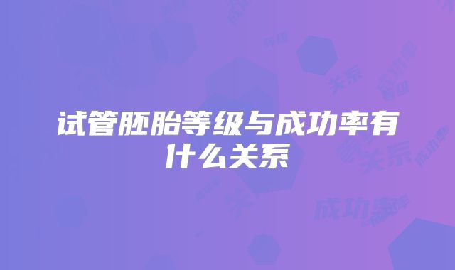 试管胚胎等级与成功率有什么关系