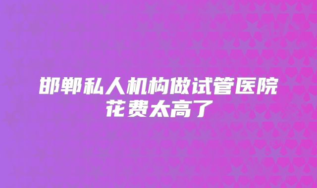 邯郸私人机构做试管医院花费太高了